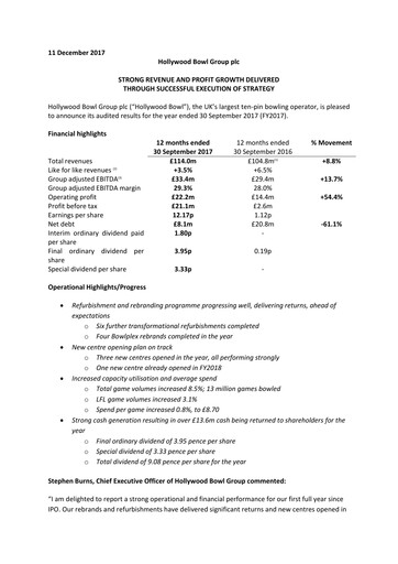 Thumbnail Hollywood Bowl Group Financial Report 2017