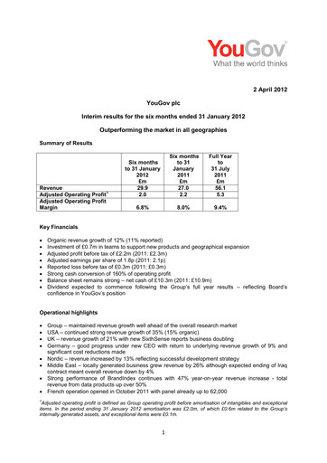 Thumbnail YouGov plc Half-year Report 2012
