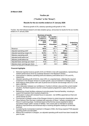 Thumbnail YouGov plc Half-year Report 2026