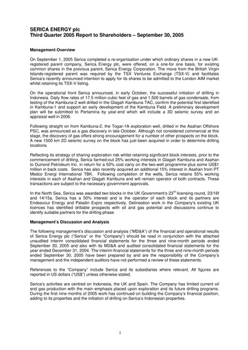 Thumbnail Serica Energy Quarterly Report 2005-q3