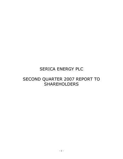 Thumbnail Serica Energy Quarterly Report 2007-q2
