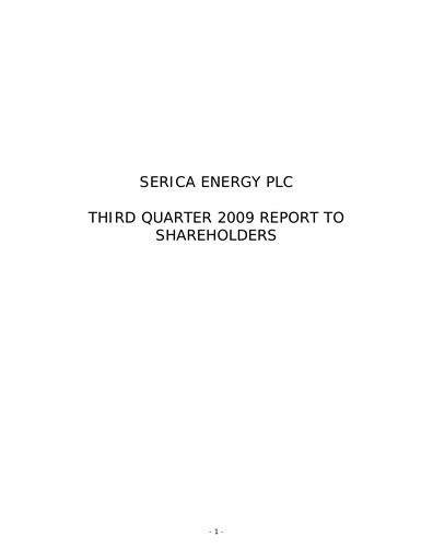 Thumbnail Serica Energy Quarterly Report 2009-q3