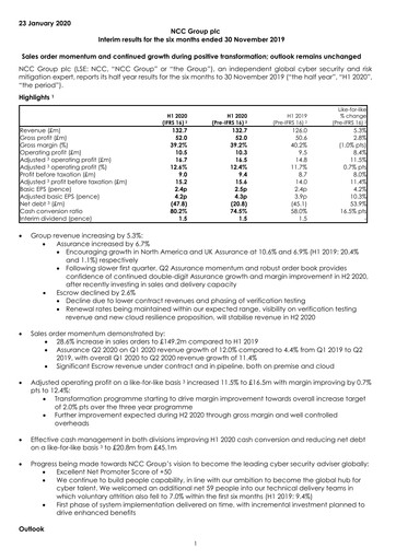 Thumbnail NCC Group plc Half-year Report 2020-h1