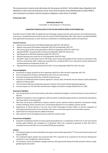 Miniature Team Internet Group Bilan financier 2021-9m