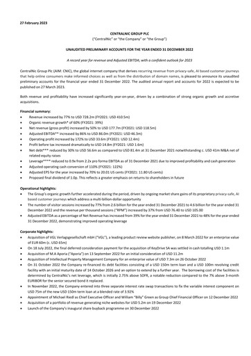 Miniature Team Internet Group Bilan financier 2022