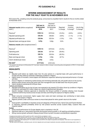 Vorschaubild PZ Cussons plc Halbjahresbericht 2018-2019-h1