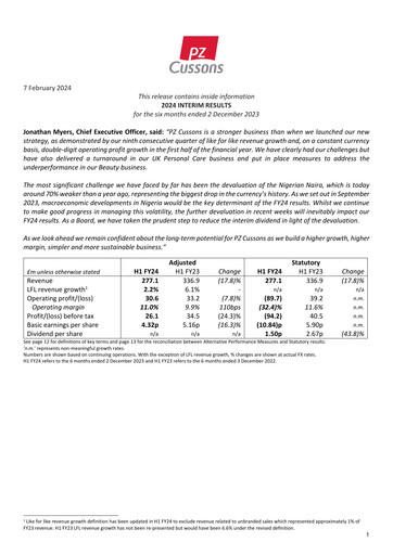 Vorschaubild PZ Cussons plc Halbjahresbericht 2023-2024-h1