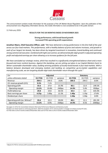 Vorschaubild PZ Cussons plc Halbjahresbericht 2025-2026-h1