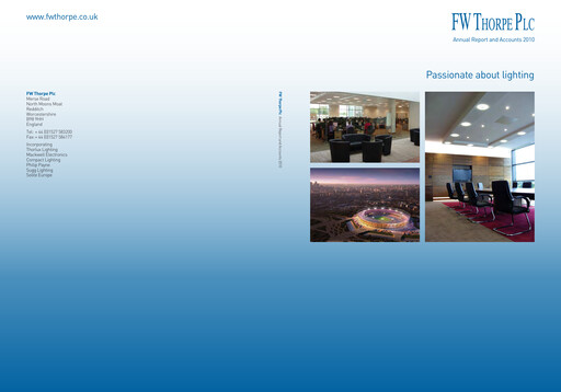 Thumbnail FW Thorpe Plc Annual Report 2010