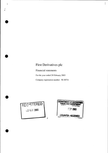 Thumbnail FD Technologies Annual Report 2003