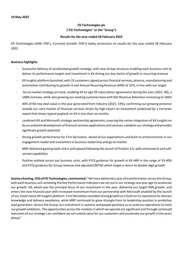 Thumbnail FD Technologies Financial Report 2022