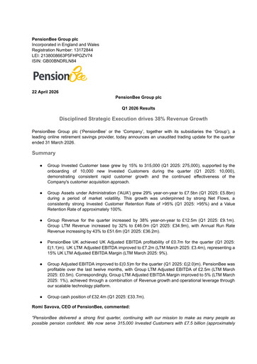 Thumbnail PensionBee Group Quarterly Report 2026-q1