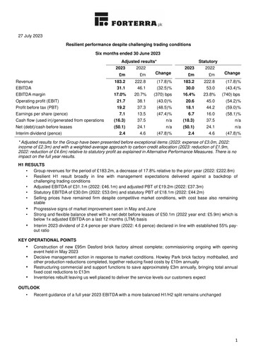 Thumbnail Forterra plc Half-year Report 2023-h1
