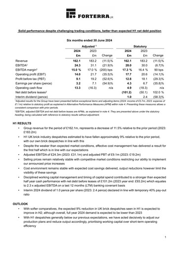 Thumbnail Forterra plc Half-year Report 2024-h1