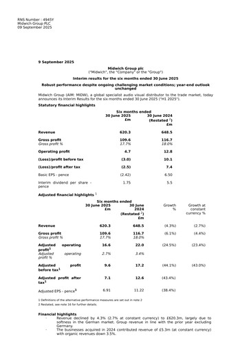 Thumbnail Midwich Group Half-year Report 2025-h1