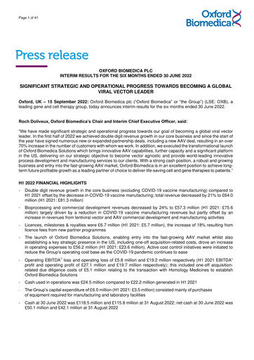 Thumbnail Oxford Biomedica Half-year Report 2022-h1