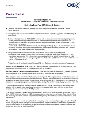 Thumbnail Oxford Biomedica Half-year Report 2024-h1