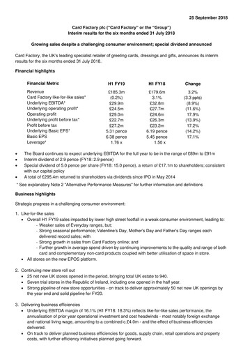 Thumbnail Card Factory plc Half-year Report 2018-h1