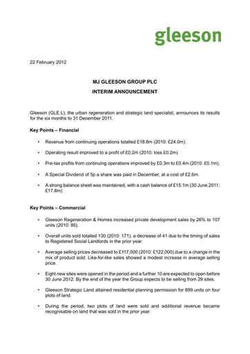 Thumbnail MJ Gleeson plc Half-year Report 2011-h1