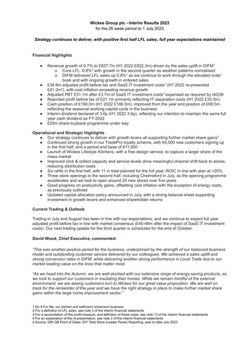 Thumbnail Wickes Group Half-year Report 2023