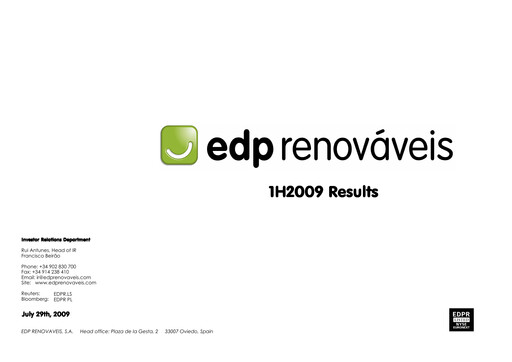 Thumbnail EDP Renováveis Half-year Report 2009-h1