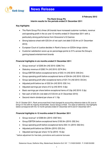 Thumbnail The Rank Group Half-year Report 2011-h1