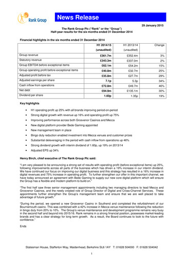 Thumbnail The Rank Group Half-year Report 2014-h1