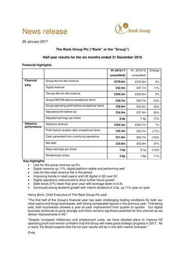 Thumbnail The Rank Group Half-year Report 2016-h1