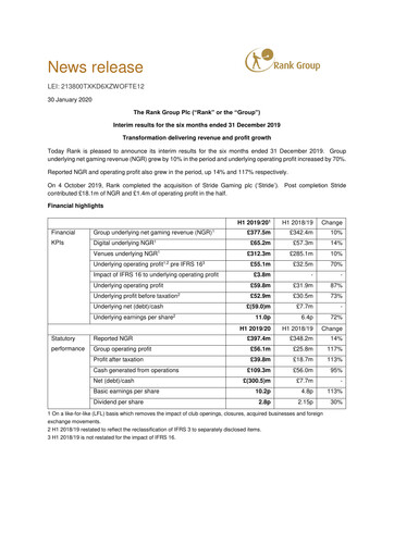Thumbnail The Rank Group Half-year Report 2019-h1