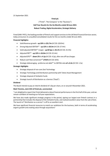 Miniature Fintel Plc Rapport semestriel 2021-h1