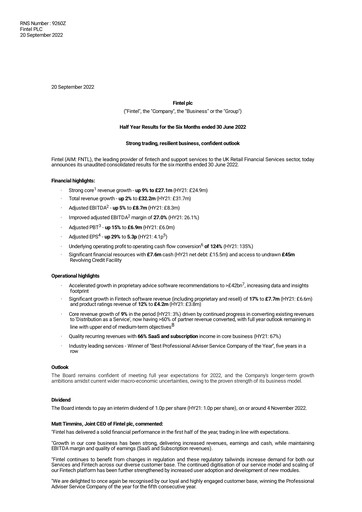 Miniature Fintel Plc Rapport semestriel 2022-h1