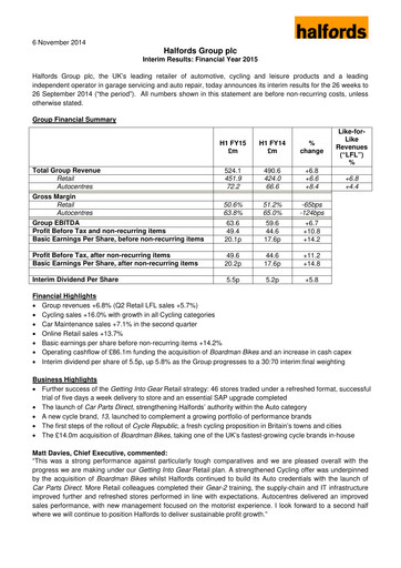 Thumbnail Halfords Group Half-year Report 2015-h1