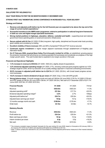 Thumbnail Galliford Try Half-year Report 2025-h1