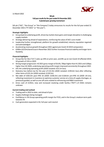 Thumbnail SIG plc Financial Report 2021