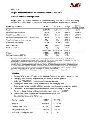 Thumbnail SIG plc Half-year Report 2017-h1