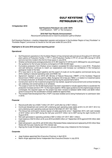 Thumbnail Gulf Keystone Petroleum Half-year Report 2018-h1