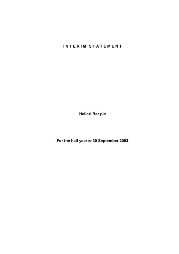 Thumbnail Helical Half-year Report 2003