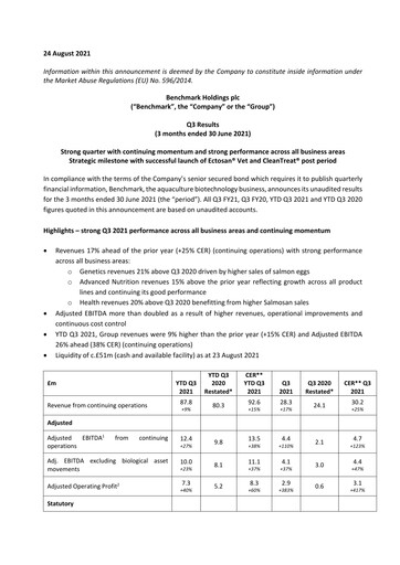 Thumbnail Benchmark Holdings Quarterly Report 2021-q3
