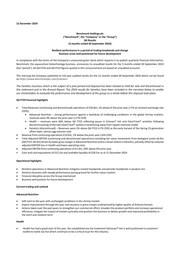 Thumbnail Benchmark Holdings Quarterly Report 2024-q4