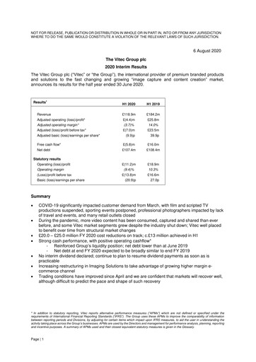 Miniature Videndum Plc Rapport semestriel 2020-h1