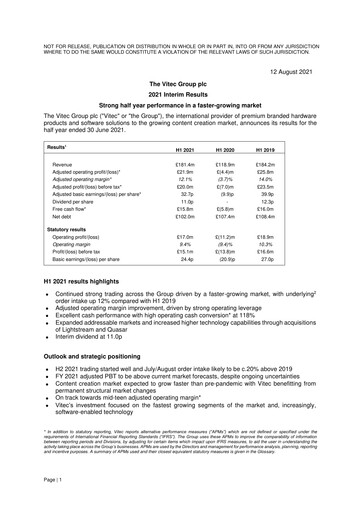Miniature Videndum Plc Rapport semestriel 2021-h1