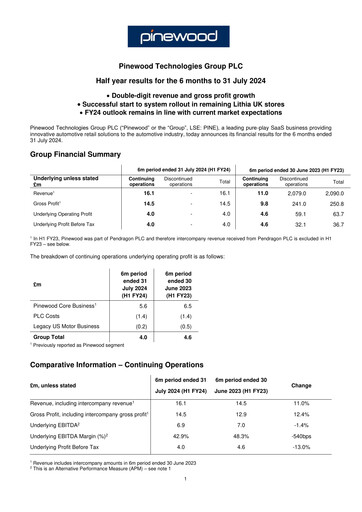 Thumbnail Pinewood Technologies Group Half-year Report 2024-h1