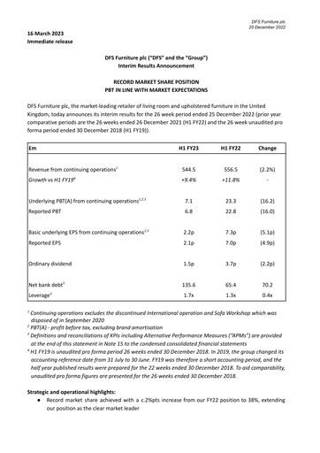 Thumbnail DFS Furniture Half-year Report 2023-h1