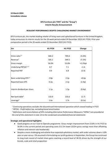Thumbnail DFS Furniture Half-year Report 2024-h1