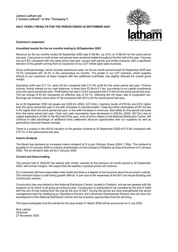 Thumbnail James Latham plc Half-year Report 2025-h1