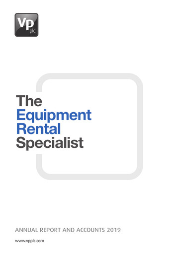 Miniature Vp plc Rapport annuel 2019