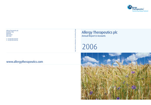 Thumbnail Allergy Therapeutics Annual Report 2006