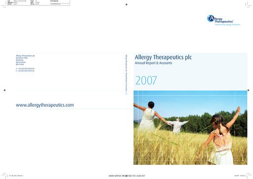Thumbnail Allergy Therapeutics Annual Report 2007