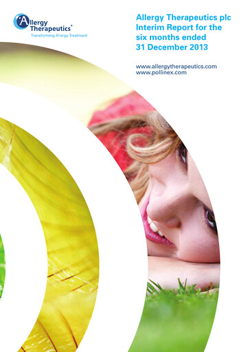 Thumbnail Allergy Therapeutics Half-year Report 2013-2014