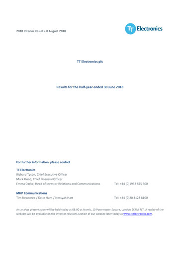 Thumbnail TT Electronics Half-year Report 2018-h1